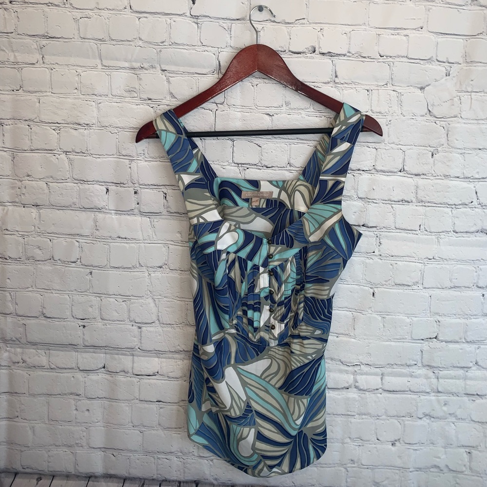 Banana Republic Blue & Gray Buttoned Blouse size 2 - Picture 2 of 9